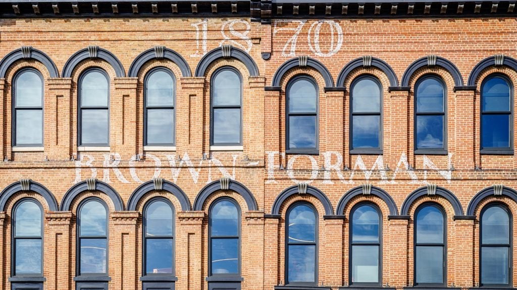 The facade of the Brown-Forman Corp. building in Louisville, Kentucky, 23 February 2020