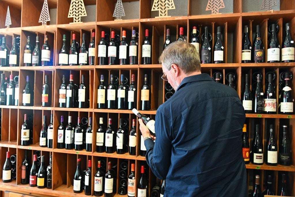 Interior of a French wine shop, Grenoble, France, 29 October 2022